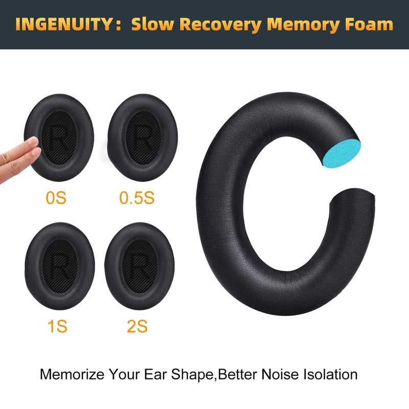 GEVO Premium Replacement Ear Pads for Bose QC35 & QC35ii Headphones Made by GEVO- Comfortable Adaptive Memory Foam and Extra Durable - Fits QuietComfort 35 & 35ii / SoundLink 1&2 AEï¼ˆOver-Earï¼‰ (Black) - Image 4